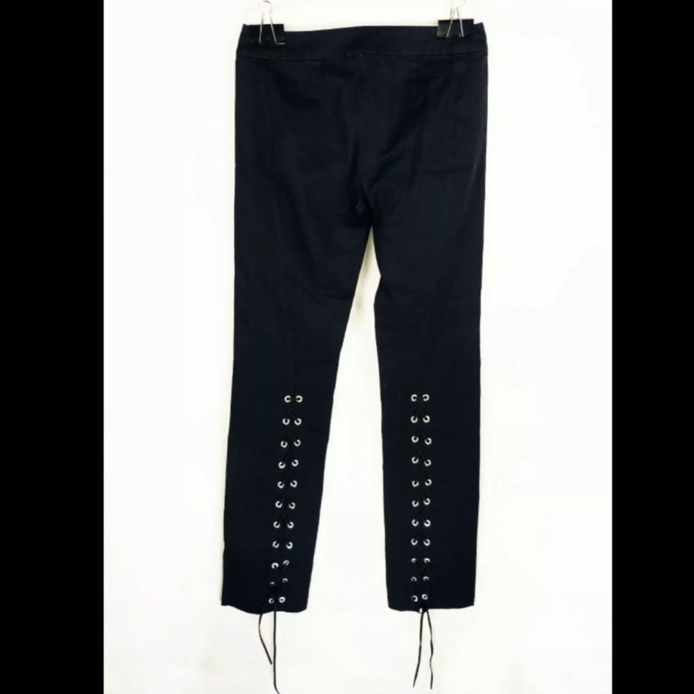 Versace pants corset lace up back leg silver hardware medusa buttons y2k lace up
